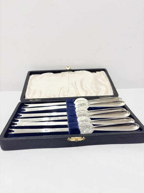 Set of 6 Antique Silver Plated Lobster Picks