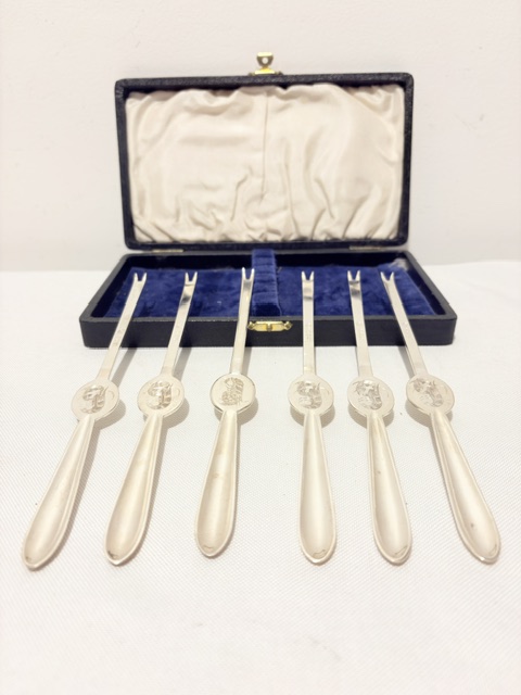 Set of 6 Antique Silver Plated Lobster Picks Set of 6 Antique Silver Plated Lobster Picks
