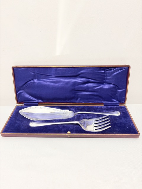 Antique Pair of Fish Servers Housed in their Original Box