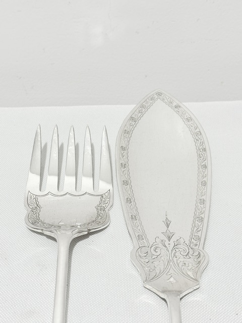 Antique Pair of Fish Servers Housed in their Original Box Antique Pair of Fish Servers Housed in their Original Box
