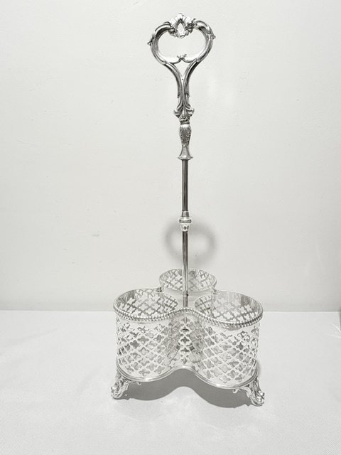 Super Quality Antique Silver Plated Three Colour Glass Bottle Decanter Stand