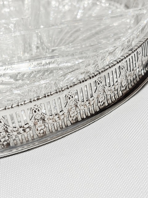 Vintage Silver Plated and Moulded Glass Hors D’oeuvre Set