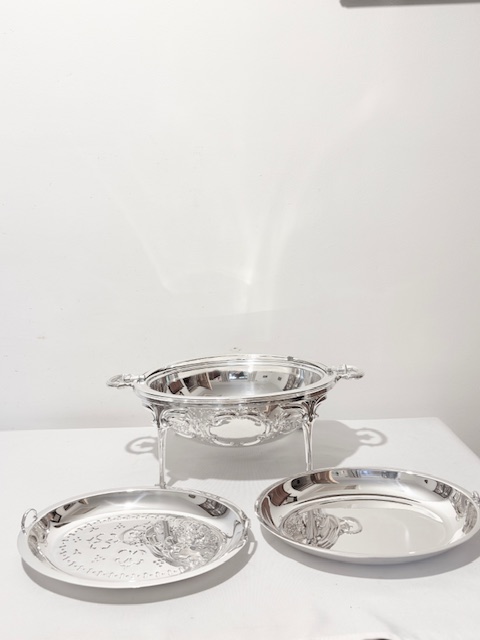 Antique Silver Plated Rollover Breakfast or Bacon Dish