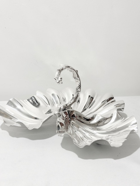 Handsome Antique Silver Plated Triple Shell Dish