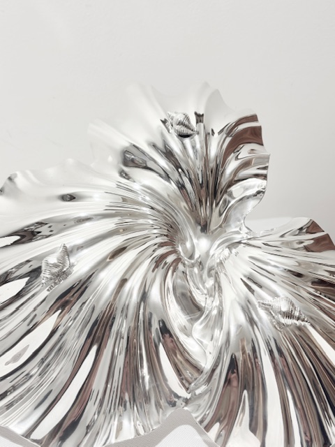 Handsome Antique Silver Plated Triple Shell Dish