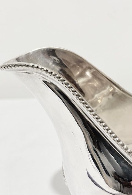 Antique Silver Plated Gravy Boat with Looped Scrolled Handle
