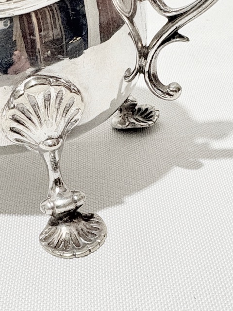 Antique Silver Plated Gravy Boat with Looped Scrolled Handle