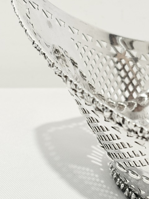 Antique Silver Plated Boat Shaped Bread Roll Dish