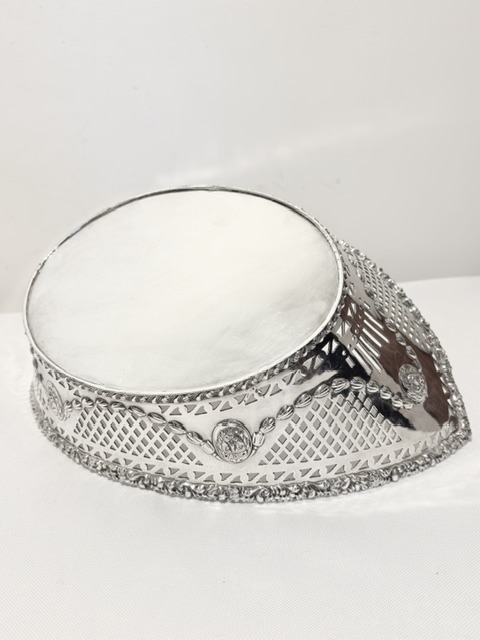 Antique Silver Plated Boat Shaped Bread Roll Dish