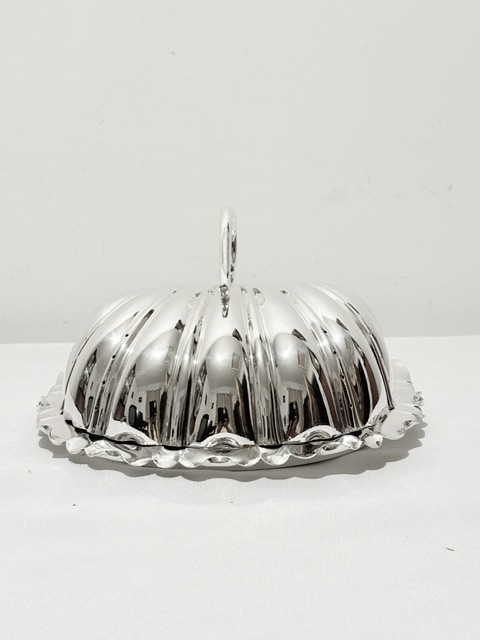 Antique Silver Plated Cheese Dish with Frosted Glass Liner