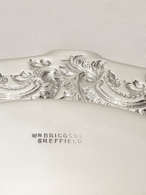 Antique Silver Plated Bread or Cheese Board with Wooden Board