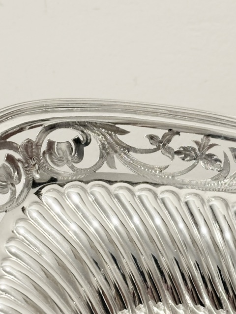 Antique Silver Plated Queen Anne Fluted Bread Roll Dish