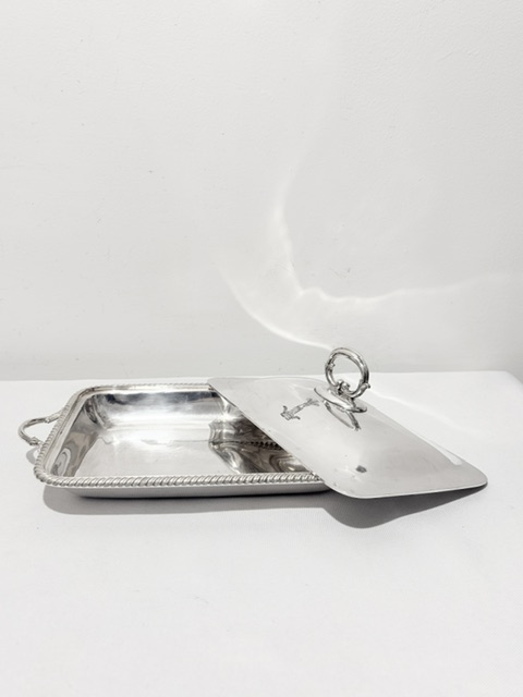 Antique Silver Plated Entree Dish of Small Size Antique Silver Plated Entree Dish of Small Size