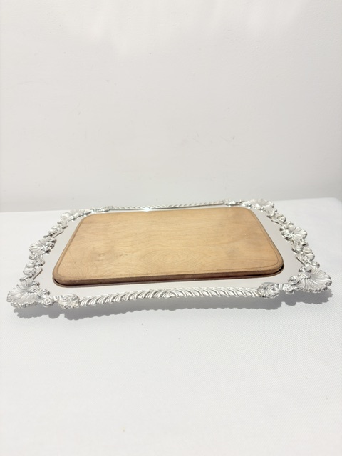 Antique Silver Plated Boldly Gadroon Mounted Bread Board Antique Silver Plated Boldly Gadroon Mounted Bread Board