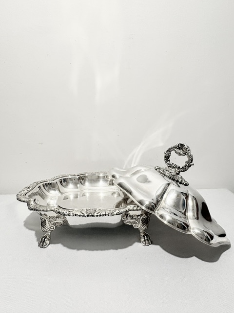 Antique Silver Plated Entree Dish by Thomas Bradbury & Sons of Sheffield Antique Silver Plated Entree Dish by Thomas Bradbury & Sons of Sheffield