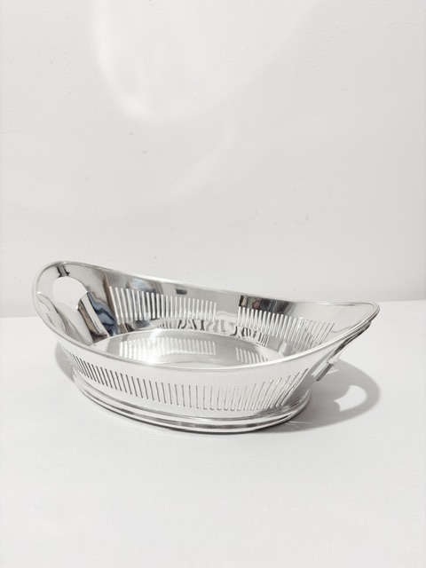 Smart Antique Silver Plated Bread Dish with Cut Out Handles