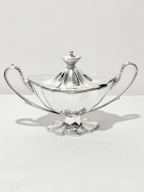 Antique Silver Plated Sauce Tureen in Adams Style Antique Silver Plated Sauce Tureen in Adams Style