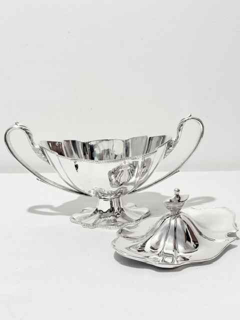 Antique Silver Plated Sauce Tureen in Adams Style Antique Silver Plated Sauce Tureen in Adams Style