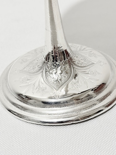 Antique Silver Plated Wine Goblet Standing on a Circular Pedestal Base