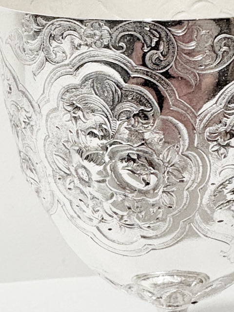 Antique Silver Plated Wine Goblet Standing on a Circular Pedestal Base