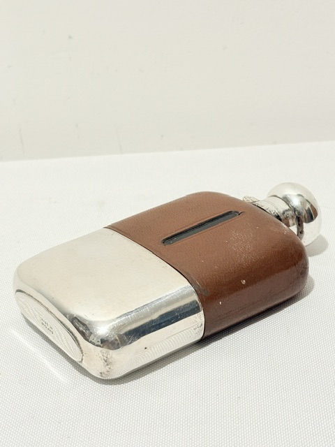 Vintage Silver Plated and Cow Hide Hip Flask Vintage Silver Plated and Cow Hide Hip Flask