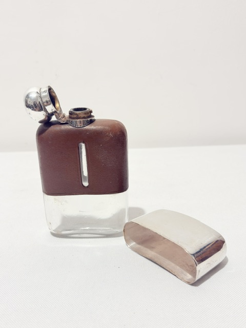Vintage Silver Plated and Cow Hide Hip Flask Vintage Silver Plated and Cow Hide Hip Flask