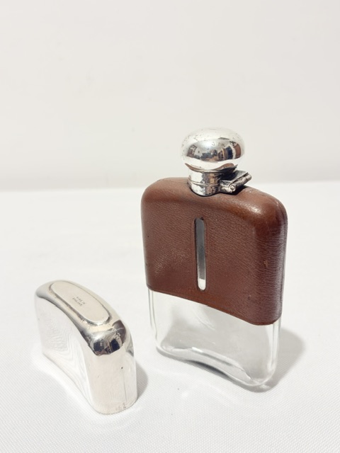 Vintage Silver Plated and Cow Hide Hip Flask Vintage Silver Plated and Cow Hide Hip Flask