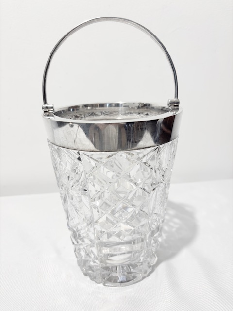 Antique Silver Plated and Moulded Glass Wine Cooler or Ice Bucket Antique Silver Plated and Moulded Glass Wine Cooler or Ice Bucket