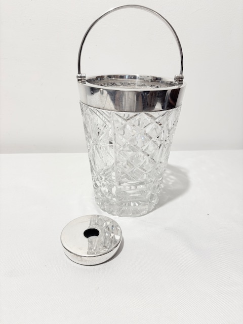 Antique Silver Plated and Moulded Glass Wine Cooler or Ice Bucket Antique Silver Plated and Moulded Glass Wine Cooler or Ice Bucket