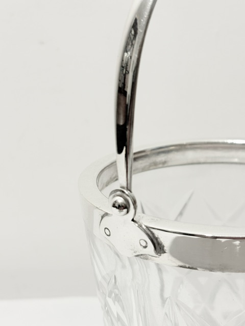 Vintage Moulded Glass and Silver Plated Ice Pail or Bucket Vintage Moulded Glass and Silver Plated Ice Pail or Bucket