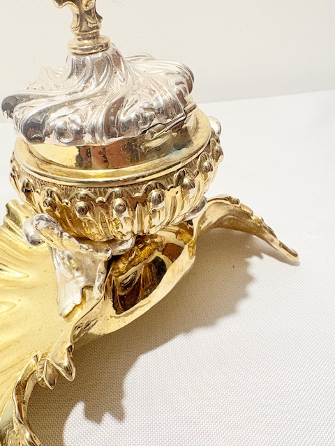 Antique Silver Plated and Gilt Inkstand