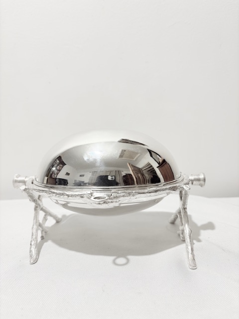 Antique Silver Plated Rollover Lid Butter Dish