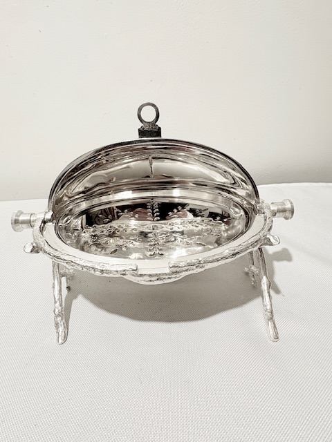 Antique Silver Plated Rollover Lid Butter Dish