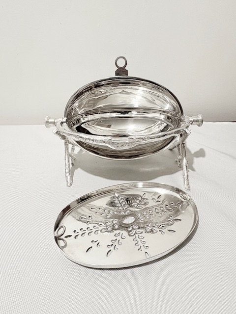 Antique Silver Plated Rollover Lid Butter Dish