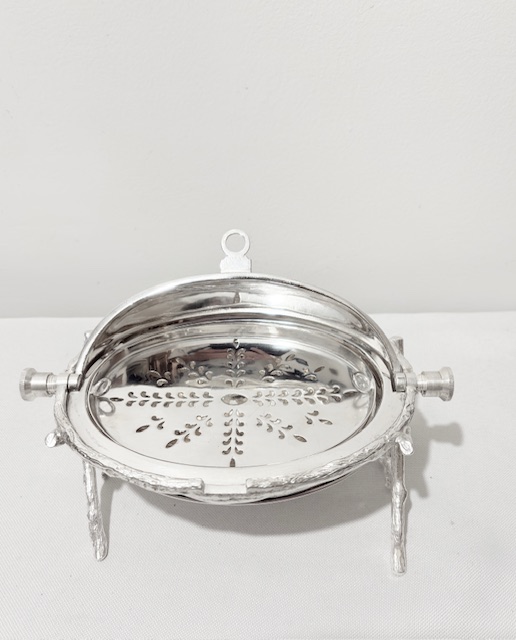 Antique Silver Plated Rollover Lid Butter Dish