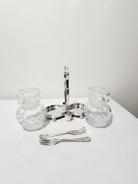 Vintage Silver Plated and Cut Glass Pickle Stand