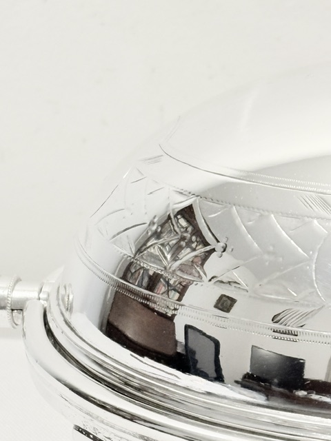 Antique Oval Silver Plated Rollover Butter Dish with Glass Liner