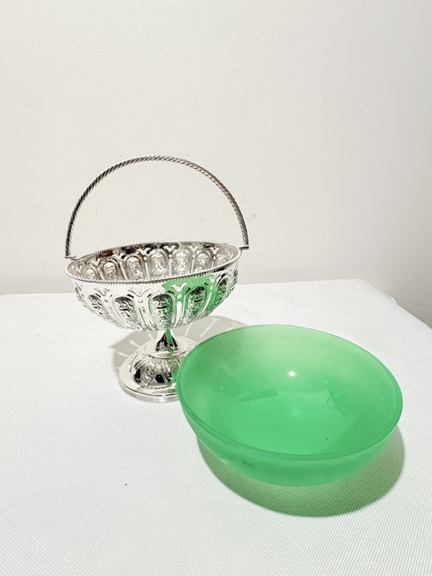 Antique Silver Plated Jam or Preserve Dish with Green Glass Liner Antique Silver Plated Jam or Preserve Dish with Green Glass Liner