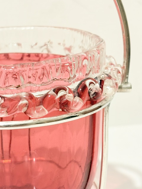 Antique Silver Plated and Cranberry Glass Jam or Preserve Server Antique Silver Plated and Cranberry Glass Jam or Preserve Server