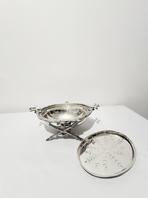 Antique Rollover Silver Plated Oval Butter Dish Antique Rollover Silver Plated Oval Butter Dish