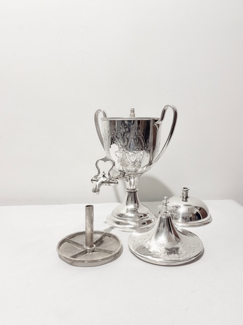 Small Size Antique Silver Plated Samovar or Tea Urn