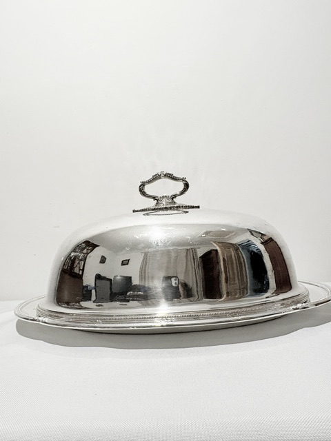 Antique Silver Plated Meat Cover or Dome with Original Meat Flat Tray Antique Silver Plated Meat Cover or Dome with Original Meat Flat Tray