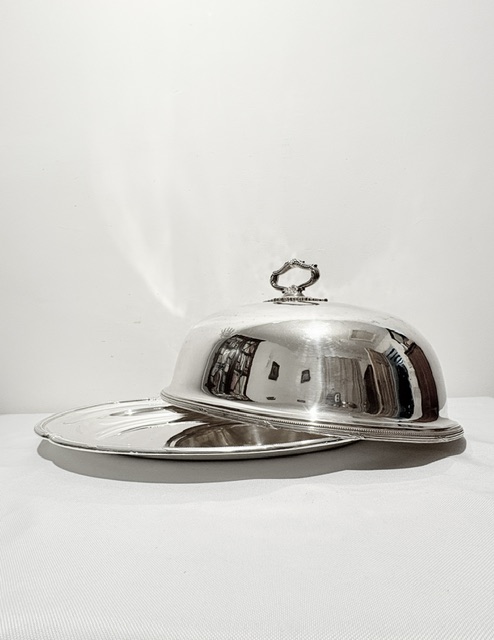 Antique Silver Plated Meat Cover or Dome with Original Meat Flat Tray Antique Silver Plated Meat Cover or Dome with Original Meat Flat Tray