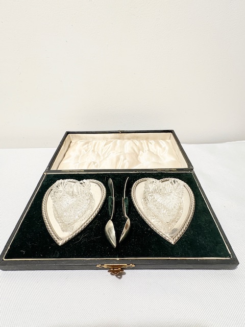 Pair of Antique Silver Plated and Cut Glass Salt Cellars