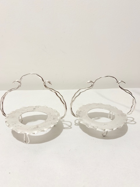 Handsome Pair of Antique Silver Plated and Glass Salt Cellars Handsome Pair of Antique Silver Plated and Glass Salt Cellars
