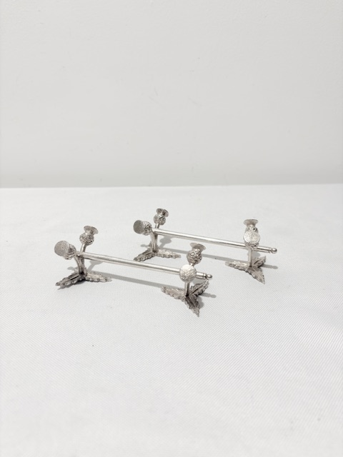 Novelty Pair of Antique Silver Plated Knife Rests