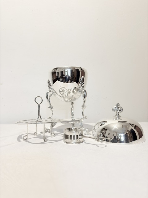 Antique Silver Plated Egg Boiler or Coddler with Original Burner