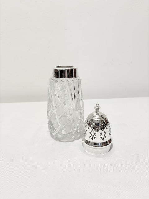 Antique Silver Plate and Cut Glass Sugar Shaker
