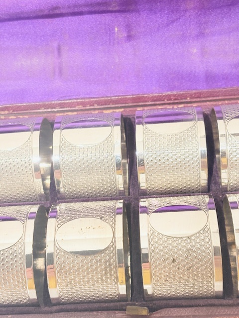 Rare Set of 12 Antique Silver Plated Napkin Rings