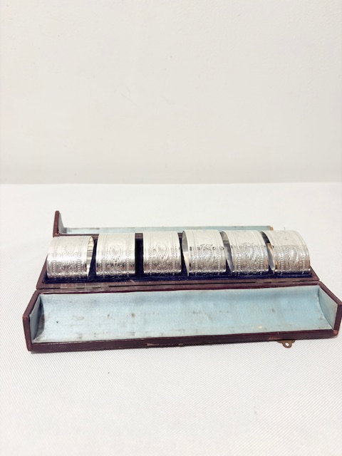 Set of Six Antique Silver Plated Napkin Rings Numbered 1 to 6